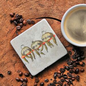 Lenochodi s kávou - mramorový tácek