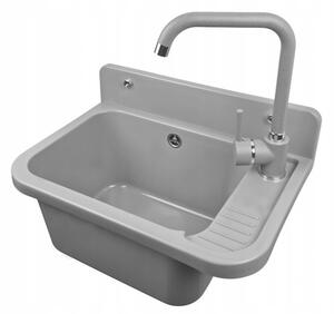 Plastový dřez Vigo s baterii STEEL šedý 50 x 34 x 31cm