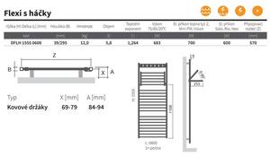 ISAN Flexi s háčky DFLH15550600SM51 Radiátor kombinovaný, 60x155,5 cm, černý samet