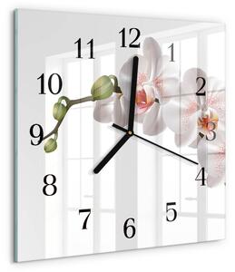 Skleněné hodiny na stěnu Orchidej zskc-30x30-00175612