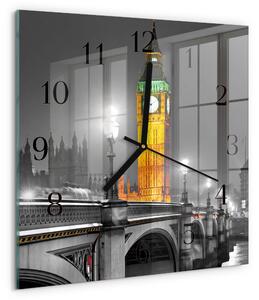 Skleněné hodiny na stěnu Big Ben zskc-30x30-00175636
