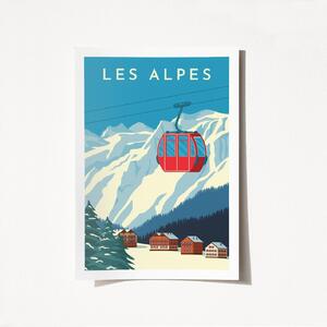 Wallexpert Plakát A3 Les Alpes - 1990, Vícebarevná