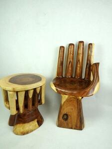 Odkladací stolek RUKY, exotické dřevo, ruční práce