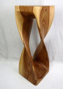 Stojan / barová židle SPIRAL- 76 cm , dřevo (exotické dřevo SUAR, ruční práce)