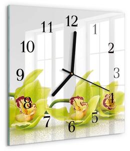 Skleněné hodiny na stěnu Orchidej zskc-30x30-00175693