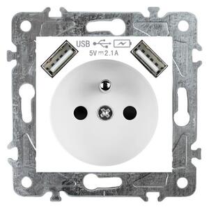 Elhard Zásuvka + 2x USB Royal, bílá YK2190W