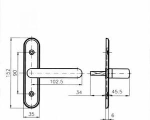 Stavební kování mezipokojové ROSTEX EXCLUSIVE (TITAN ZLATÝ) - WC klika-klika s WC sadou/Ti