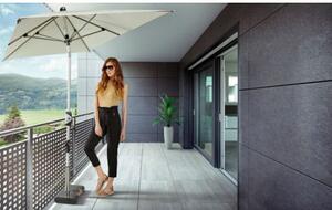 Knirps KNIRPS Automatic 230 x 150 cm - prémiový balkónový slunečník s klikou : Desén látky - Bílá
