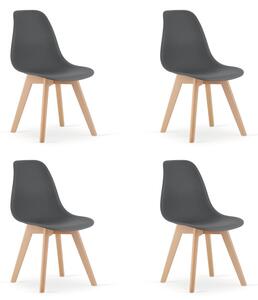 Set čtyř jídelních židlí KITO tmavě šedé / naturální nohy (4 ks)