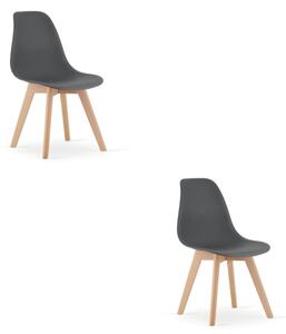 Set dvou jídelních židlí KITO tmavě šedé / naturální nohy (2 ks)