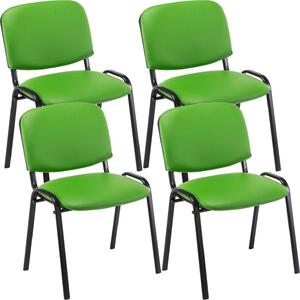 4x Stohovatelná konferenční židle Ken koženka - Zelená