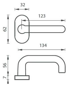 Dveřní kování MP Coslan-R ovál (F1) - PZ klika-klika otvor na cylindrickou vložku/F1/MP1 (hliník přírodní)