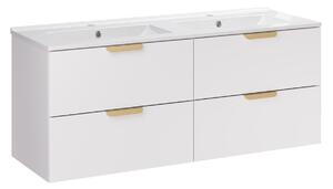 Comad Závěsná skříňka Aster Lava se zápustnými umyvadly 120 cm bílá