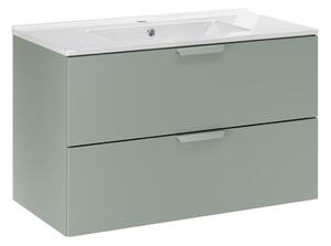 Comad Závěsná skříňka Aster Lava se zápustným umyvadlem 80 cm zelená/bílá