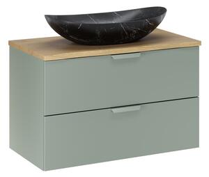 Comad Závěsná skříňka Aster Lena s umyvadlem 80 cm zelená/dub cremona