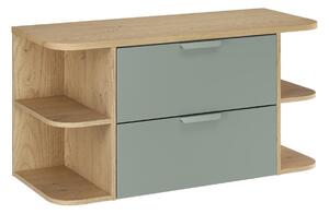 Comad Závěsná skříňka pod umyvadlo Aster Ovalia s deskou 100 cm dub cremona/zelená