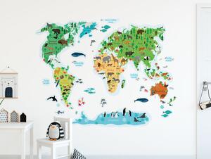 FUGU Dětská mapa světa přelepovací - samolepky na zeď Rozměr: Dětská mapa světa M 144 cm x 109 cm