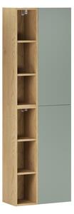 Comad Závěsná vysoká koupelnová skříňka Aster II 160 cm zelená/dub cremona