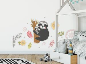 FUGU Přemístitelné samolepky na stěnu - Máma a mimi lenochod