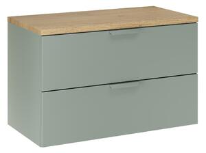 Comad Závěsná skříňka pod umyvadlo Aster s deskou 80 cm zelená/dub cremona