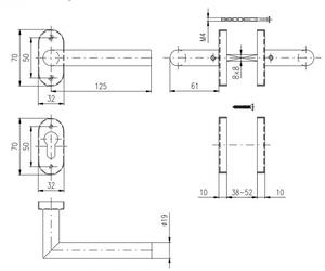Dveřní kování ROSTEX VIGO ovál (NEREZ MAT) - PZ klika-klika otvor na cylindrickou vložku/Nerez mat