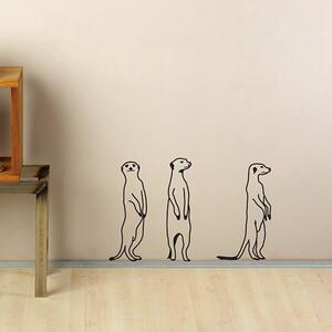 FUGU Surikaty, samolepky na zeď Barva: černá 070, Rozměr: L: 3x surikata 14 x 53, 20 x 51 a 29 x 50 cm