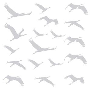FUGU Samolepky na zeď- Ptáci v letu Barva: světle šedá 072, Rozměr: 15 ptáků od 5x3 do 13x8 cm