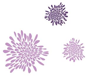 FUGU Samolepky na zeď- Květy abstraktní Barva: fialová 042+ fialová 040, Rozměr: 3x květy 61x57, 31x30 a 30x32 cm