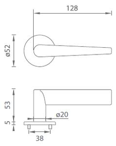 Dveřní kování MP Seco R 1964 5 S (WS) - BSR bez spodních rozet/WS (bílá mat)