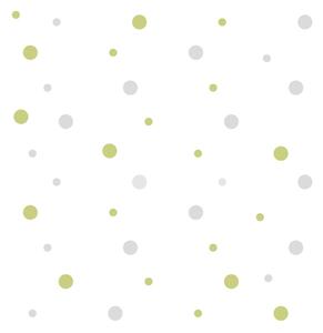 FUGU Samolepky na zeď Puntíky malé a velké - eko přemístitelné Barva: puntíky - šedé a zelené