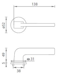 Dveřní kování MP Dara R 4007 5 S (PVD OLV) - BSR bez spodních rozet/PVD OLV (mosaz leštěná)