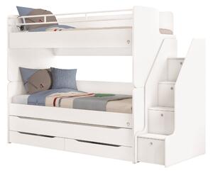 Čilek Patrová postel White pro 3 děti 90x200 cm s úložným prostorem (schody)