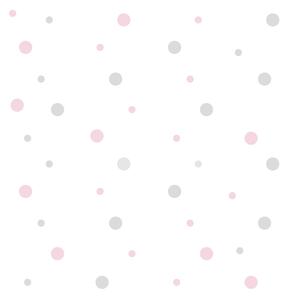 FUGU Samolepky na zeď Puntíky malé a velké - eko přemístitelné Barva: puntíky - šedé a růžové