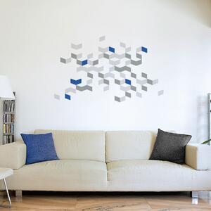 FUGU Samolepka na zeď- Cubus Barva: šedá 072 + šedá 074, Druhá barva: modrá 098, Rozměr: Cubus 129x79 cm