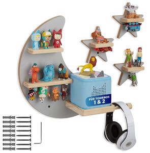 Tectake Nástěnná police MyLittleStory Star, pro až 25 Tonies - šedá