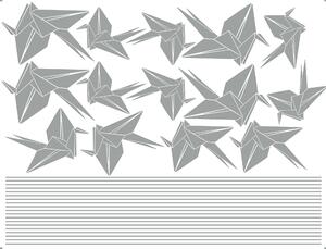 FUGU Samolepky na zeď- Origami jeřábi Barva: šedá 074, Rozměr: velikost jeřábů 16 x 12 až 21 x 14 cm