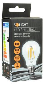 SOLIGHT LED žárovka retro, klasický tvar, 8W, E27, 3000K, 360°, 810lm – 8592718019532