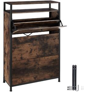 Tectake Botník - Industriální dřevo tmavé, rustikální, 81 cm