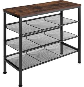 Tectake Botník Wolverhampton 75,5x30,5x69,5cm - Industriální dřevo tmavé, rustikální