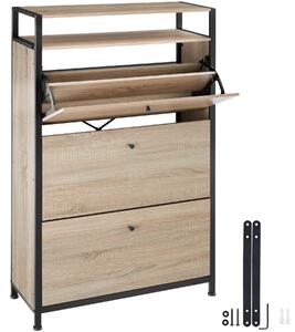 Tectake Botník - Industrial světlé dřevo, dub Sonoma, 81 cm