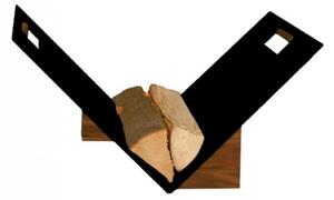 Koš na dřevo Lienbacher - dřevěný podstavec - nerez