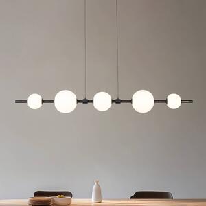 Lucande LED závěsné světlo Tanira, černá/bílá, 140 cm, stmívatelné, stmívatelný, Černá, Obývací pokoj / jídelna, kov, Moderní