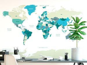 FUGU Mapa světa na zeď béžová - Samolepka na zeď