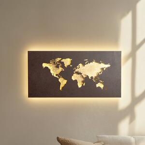 Lucande LED nástěnné světlo World, rezavá/zlatá, 60 cm x 30, Hnědá / rez, Obývací pokoj / jídelna, kov, Moderní