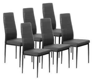 FURNIFY® Sada 6 jídelních židlí HYGGE | Pohodlné židle z umělé kůže do kuchyně a jídelny | Černá barva