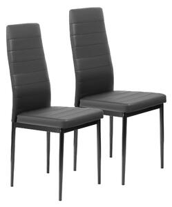 FURNIFY® Sada 2 jídelních židlí HYGGE | Pohodlné židle z umělé kůže do kuchyně a jídelny | Černá barva