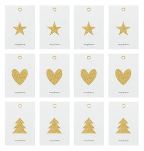 Papírové štítky na dárky Glitr Golden – set 12 ks