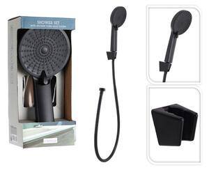 Bathroom Solutions® Kompletní set sprchové hlavice s hadicí v matné černé barvě a nástěnným držákem