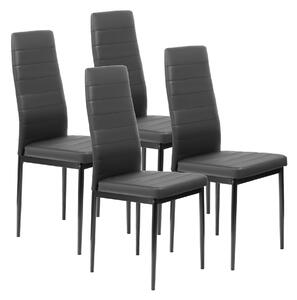 FURNIFY® Sada 4 jídelních židlí HYGGE | Pohodlné židle z umělé kůže do kuchyně a jídelny | Černá barva