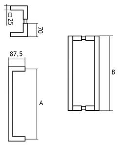Madlo EUROLATON pro skleněné a dřevěné dveře - 87 (nerez) - 275 mm (rozteč 250 mm)